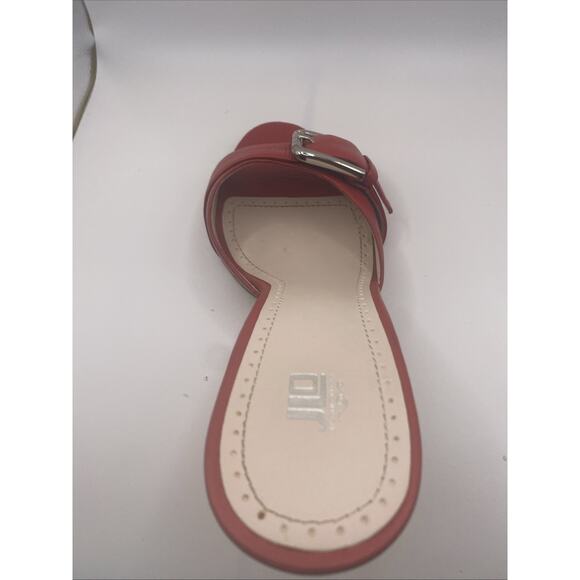 Jennifer Lopez JLO Red Leather Buckle Square Open Toe Slides - Size 8M - Picture 5 of 9